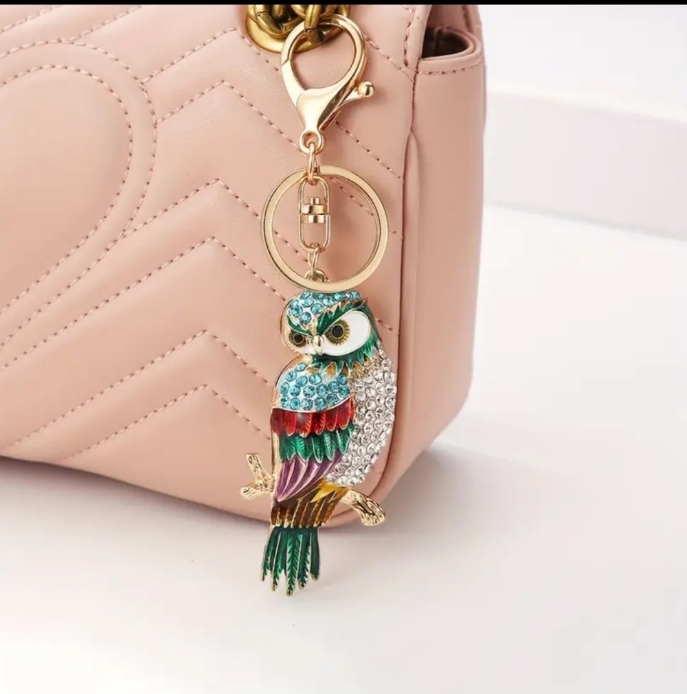 Saffira the Owl 🦉✨ Rhinestone Bag Charm & Keychain - Picture 3 of 5